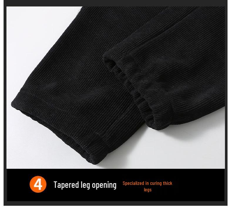 Men's Plus Size Fleece-Lined Corduroy Pants - Straight, Loose Fit, Autumn/Winter Casual Trousers