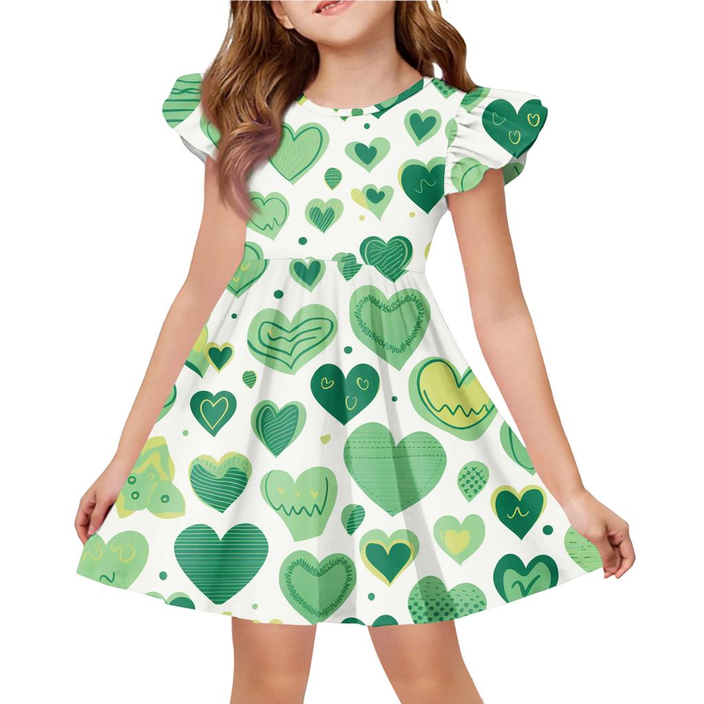 Girls' Summer Princess Dress - A-Line T-Shirt Dress St. Patrick's Day