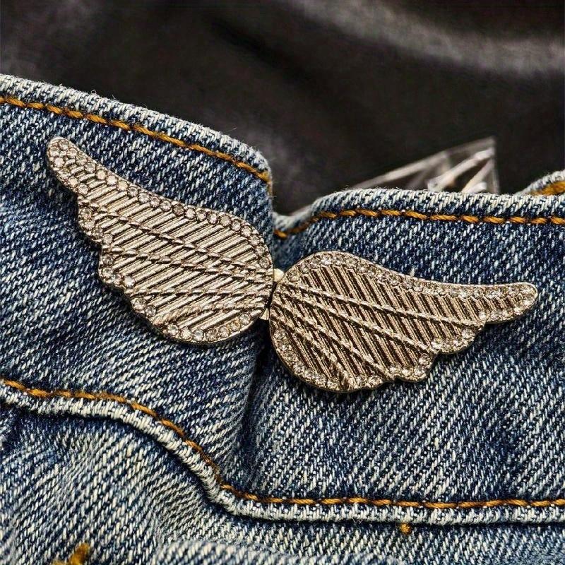 1 Pair Of Waist Shaper Wing Buckles With Detachable No-Nail No-Sew Buckle For Jeans - Detachable Waistband Reducer