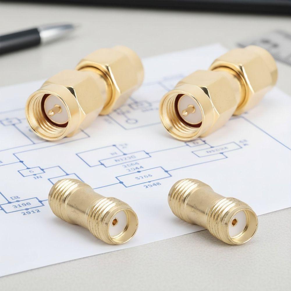 4PCS Golden 2PCS SMA Male to Male Adapter Double Pass Adapter  Antenna Connection