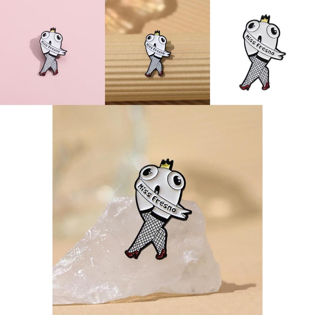 Creative Crowned Big Eye Long Leg Character Brooch Charming Metal Pin Accessory