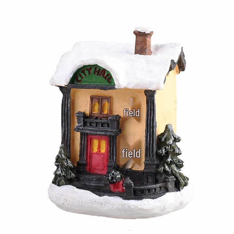 Christmas Resin Light-Up Small House Ornament - Retro Micro Landscape Decoration