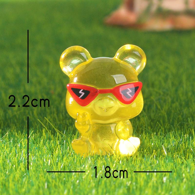 Sunglasses Animal Garden Glow-in-light Small Ornaments Cute Little Rabbit Bear Resin Accessories