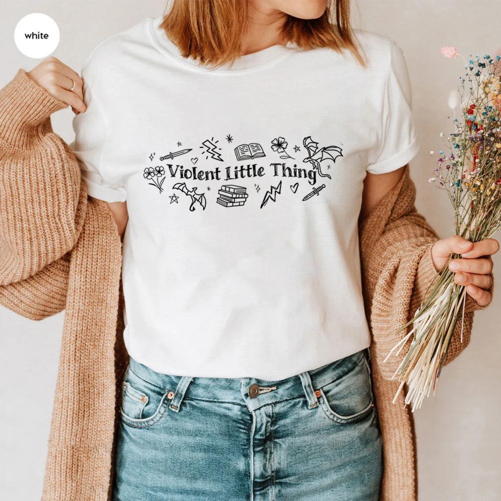 Violent Little Thing T Shirt Fourth Wing Shirt Basgiath War College Shirt Xaden Riorson Tshirt Unisex Short Sleeves Tops S