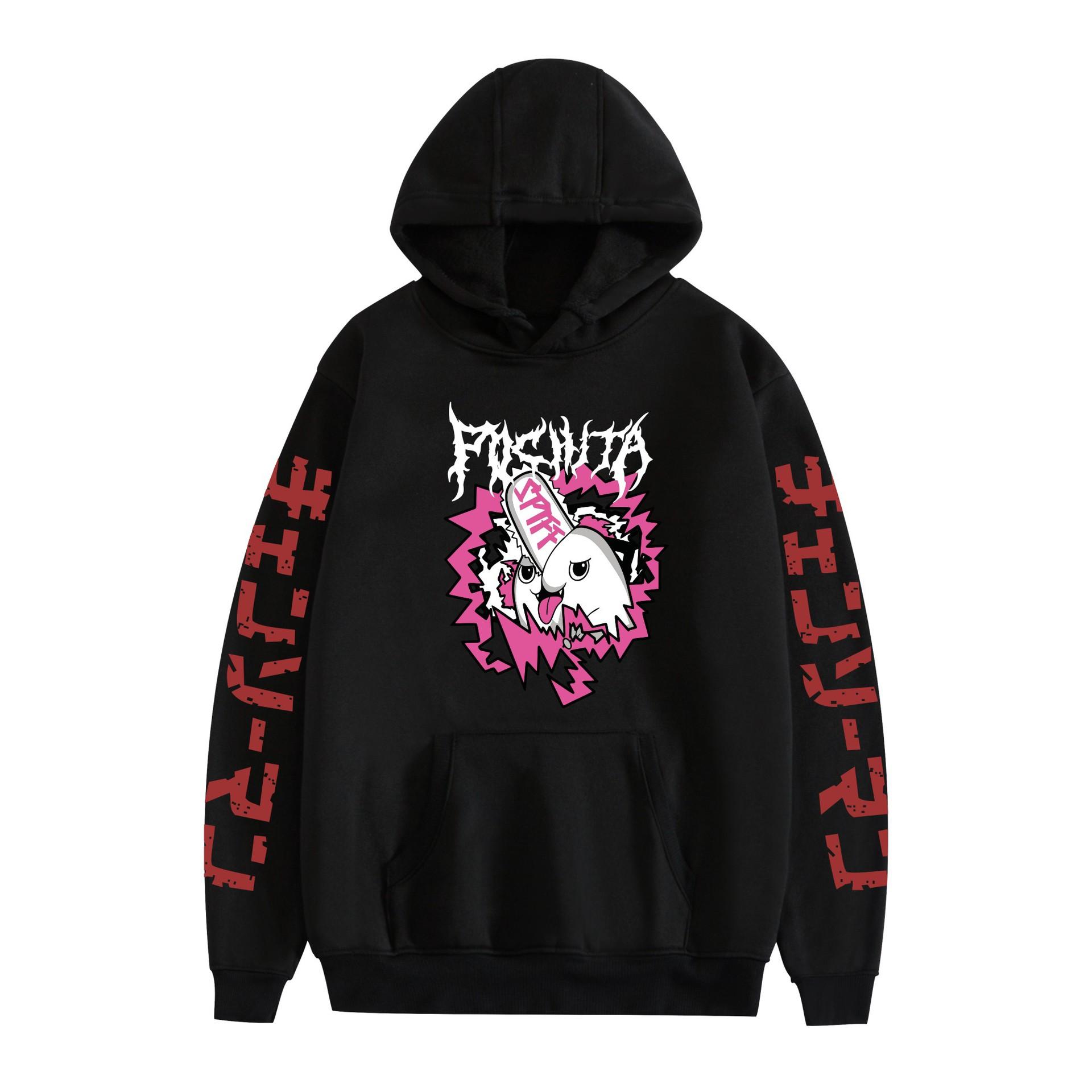 

Chainsaw Man Cartoon Pattern Anime Hoodies Men/Women Hooded Pullover Sweatrshirts Oversized Sweatshirts XS чёрный