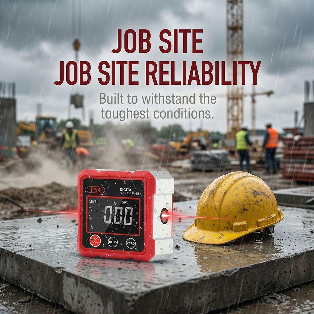 4 Side Magnetic Inclinometer with Dual Laser Level Box Digital Angel Meter  Woodworking Measuring