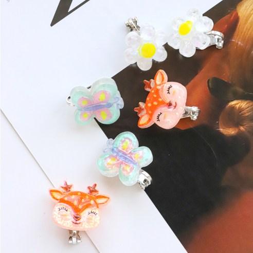 Glänzendes Waldhirsch Clip-Ohrringe Set für Kinder 6 Stück (3 Designs × 2)