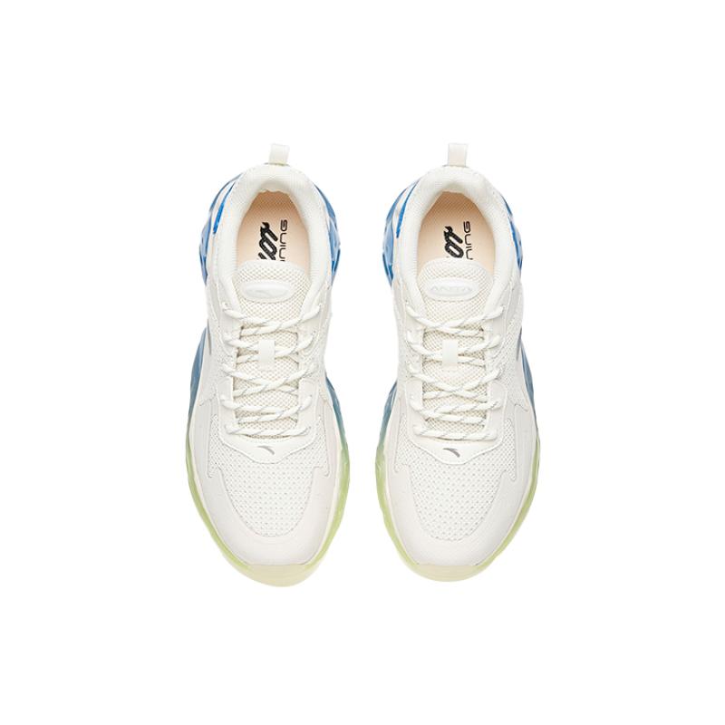Anta Cushioning Anti-Slip And Wear-Resistant Breathable Coverage Support Low-Top Running Shoes Men's White Blue Sneakers