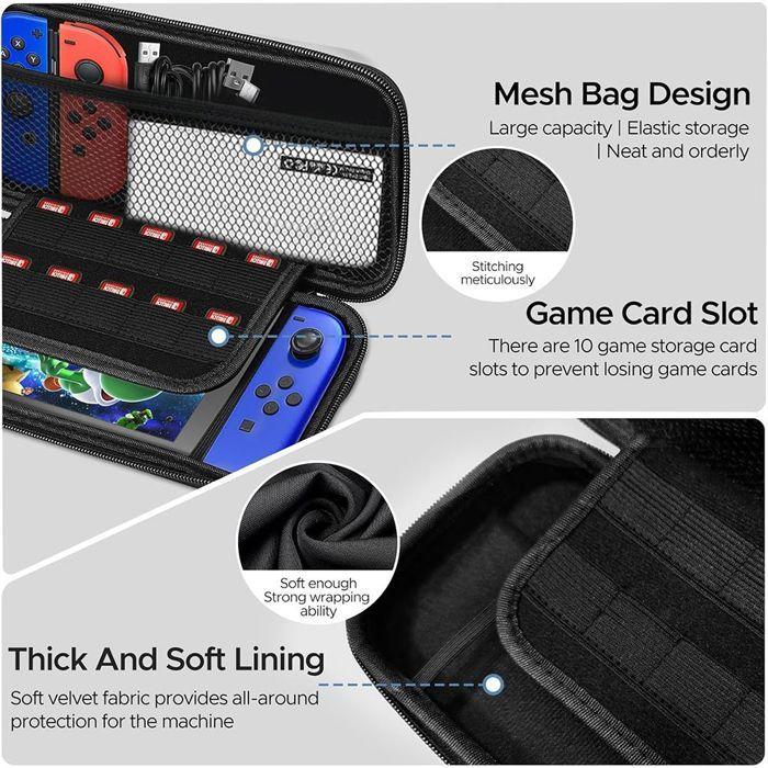 Housse de protection - Nintendo - Switch/Switch OLED - Rigide - Grande capacité - Multicolore
