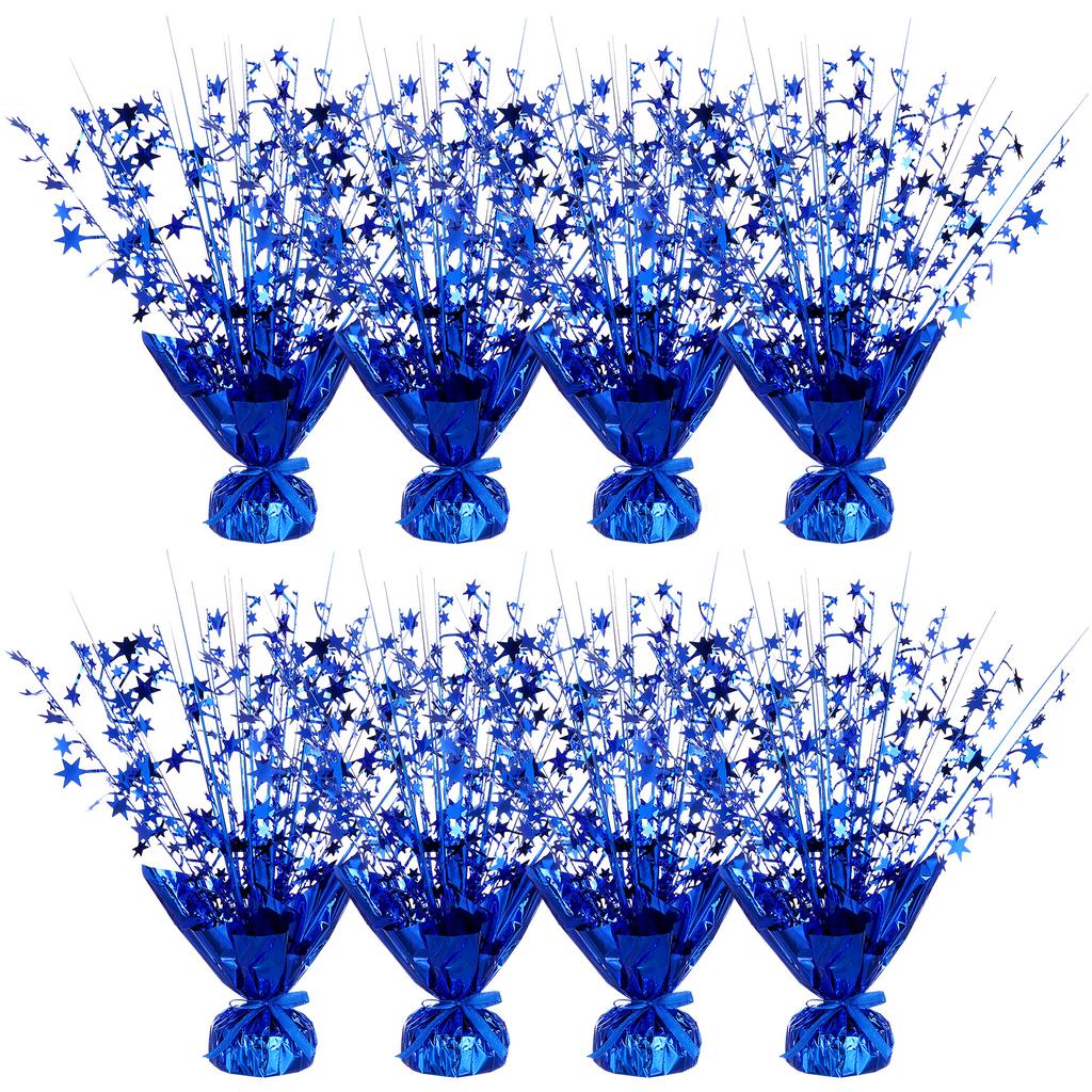 6 Peças Centro de Mesa Spray de Folha Estrela Azul Decoração de Mesa Centro de Mesa Spray de Folha Metálica Centro de Mesa de Plástico Metálico Estrela Azul