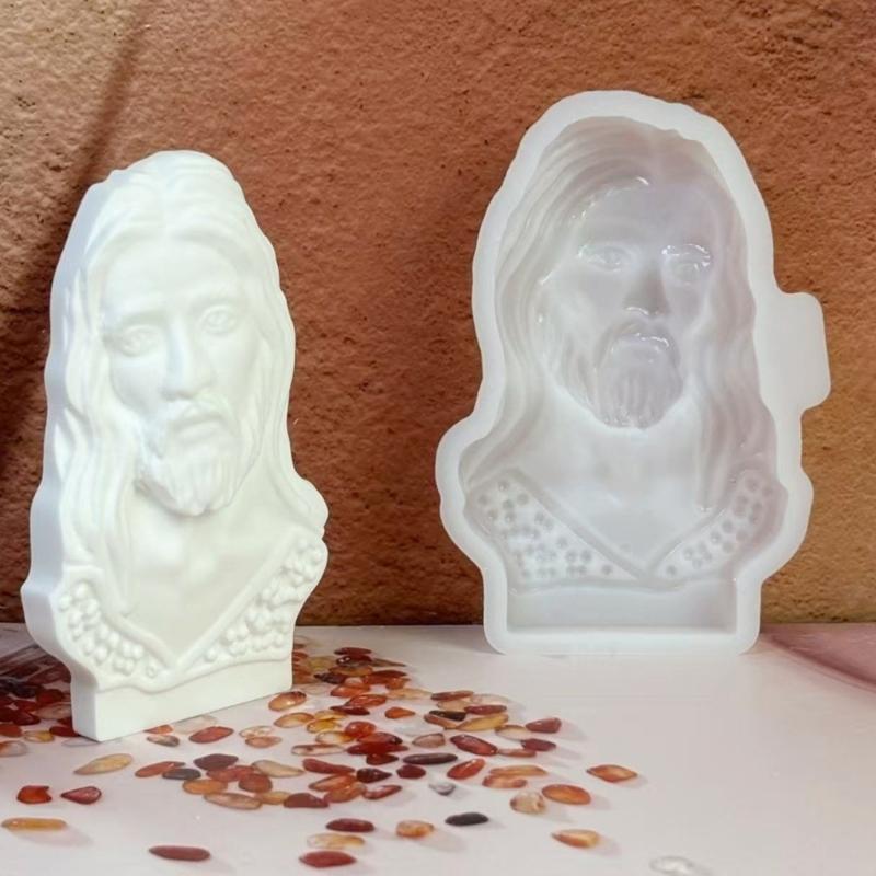 Artistic Holy Father Bust Statue Silicone Casting Mold Cement Gypsum Sculpture DIY Project Supplies Religious Mould