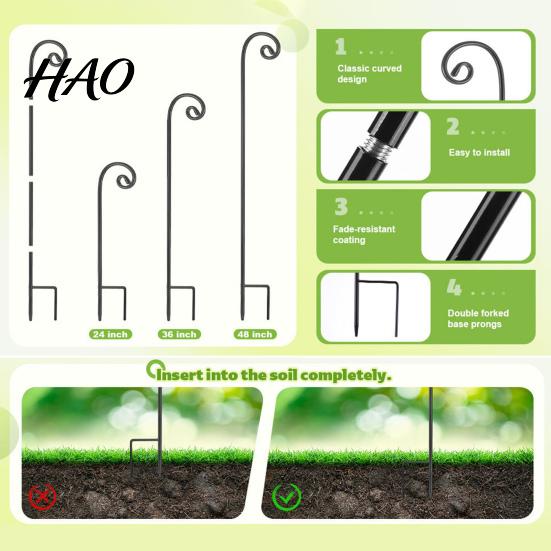 Vielseitige Aufhängelösung für Gartendekoration Outdoor Schäferhaken Schwerlastmetall mit 2-Zinken-Basis Hochwertiger Aufhänger Verwendung Abnehmbare Schäferhaken