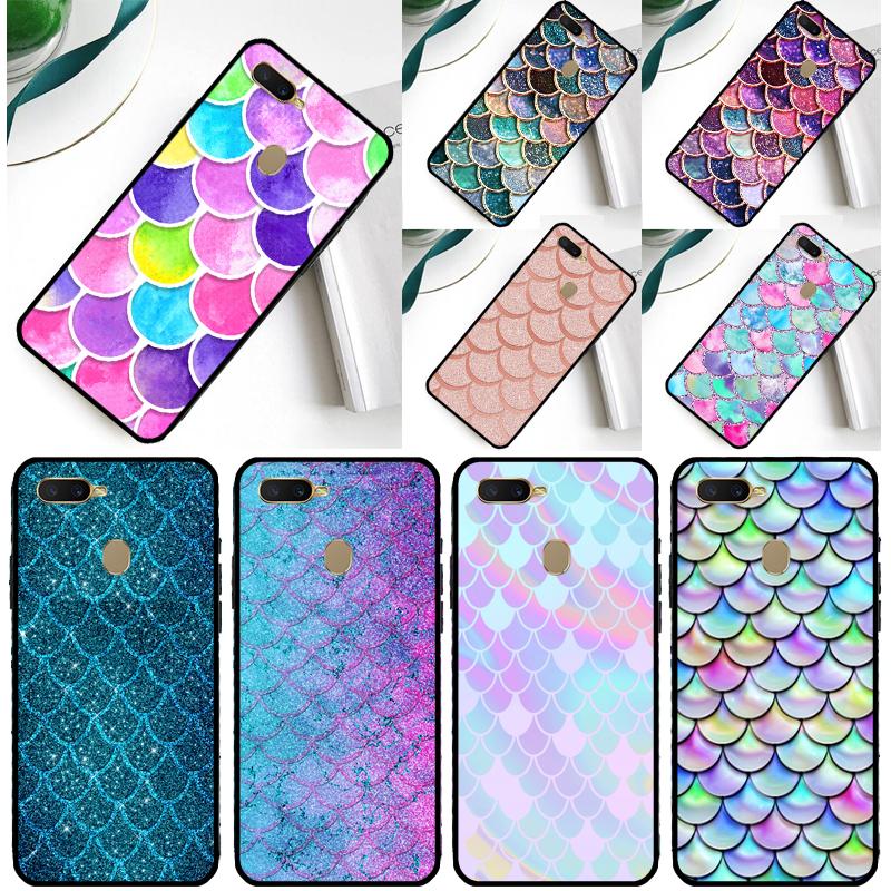 Watercolor Faux Mermaid Scales Case For Oppo A60 A40 A80 A16 A76 A96 A18 A38 A58 A78 A98 A91 A15 A17 A74 A94 A54 A57S Cover