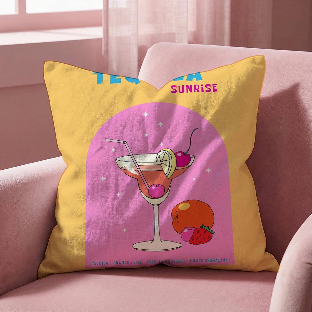 Tequila Sunrise Cocktail Kissenbezug Mehrzweck-Kissenbezug für Zuhause & Auto - Wendbar, Weich & Langlebig für den täglichen Gebrauch