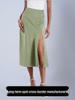European & American Women's High-Waist Autumn Slit Long Skirt - Socialite Style, Wide Hem