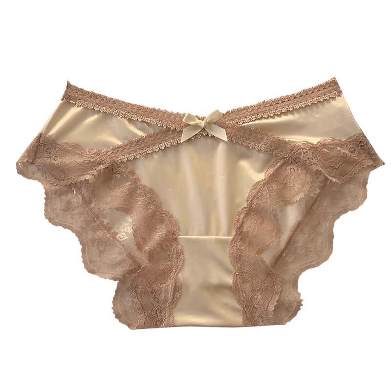 LANGSHA Atmungsaktive Spitze & Satin Slips 4er-Pack