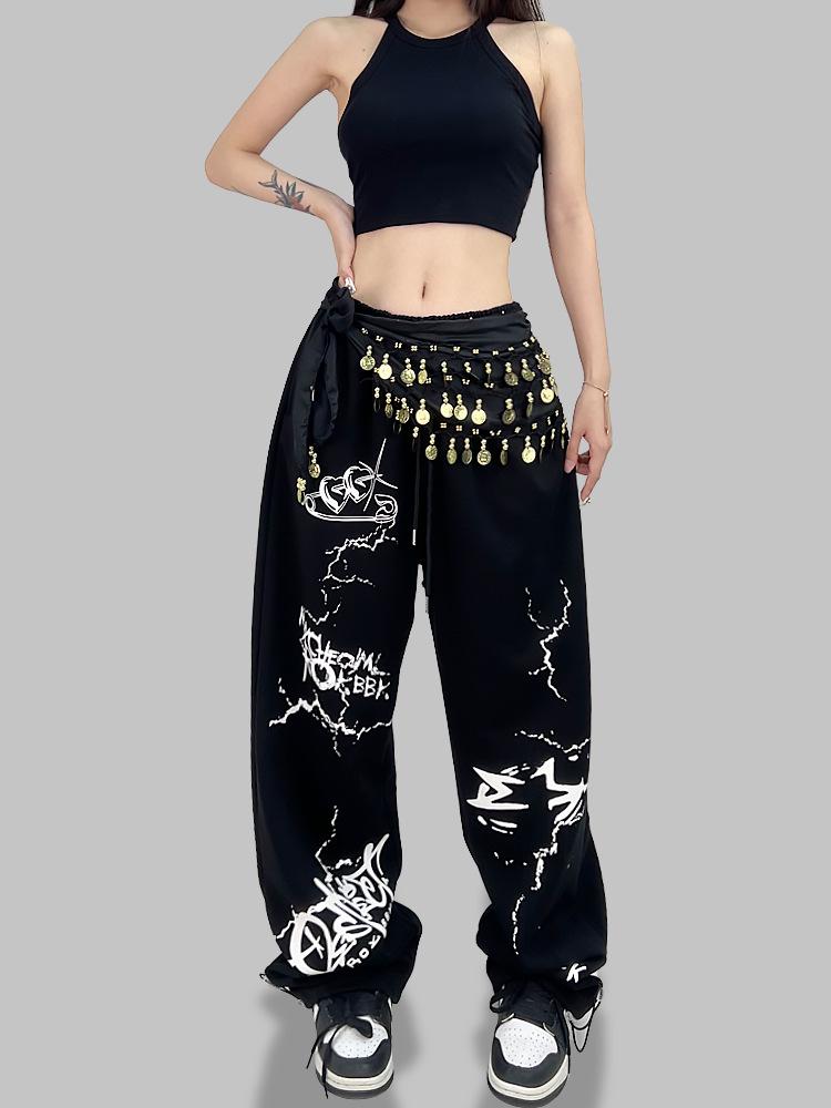 Trendy Thin Loose Hip Hop Graffiti Sweatpants for Summer