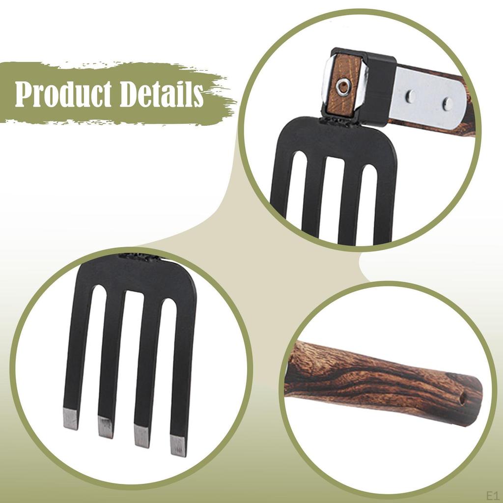 Garden Hoe Cultivator Sturdy Wood Handle Carbon Steel Tiller Tool for Loosening Soil Lawn