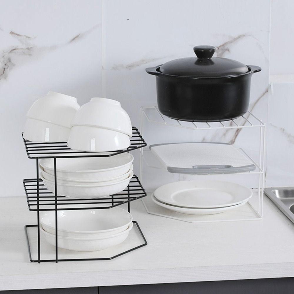Portable Iron Seasoning Corner Shelving Black/White Non Punching Sundries Organizer Rack Removable Sink Storage Rack Table
