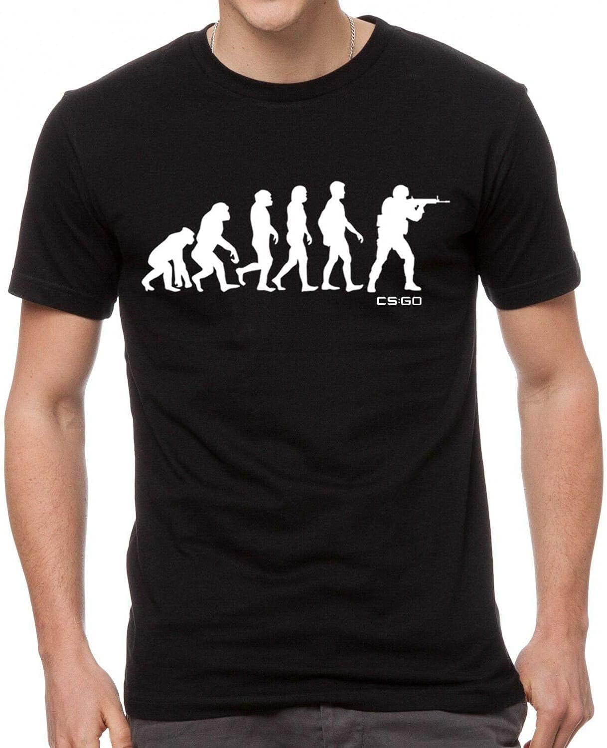 Counter Strike Global Offensive Player Darwin Evolution cs go Funny t-Shirt Mens T Shirt XL чёрный