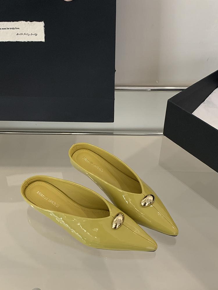 Fashion Simple Women's Shoes 2025 New Spring Summer Toe Cap Slippers Stiletto Low Heel Flip-Flops Women Slippers Women's Mules Zapatos