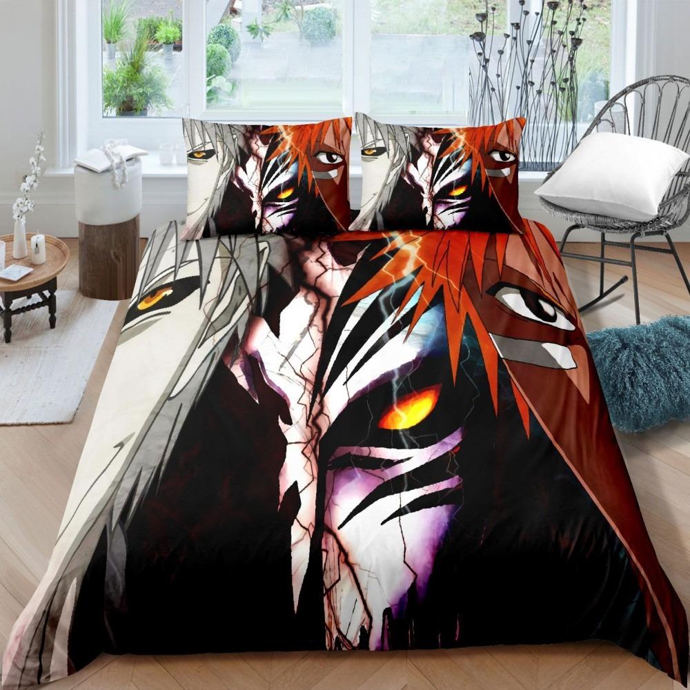 3D Bleach Kurosaki Ichigo Bedding Set Anime Duvet Cover Pillowcase Boys Comforter Bed Linen