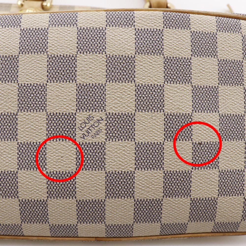 LOUIS VUITTON Saleya PM Handbag N51186 White Damier Azur Canvas Women Used