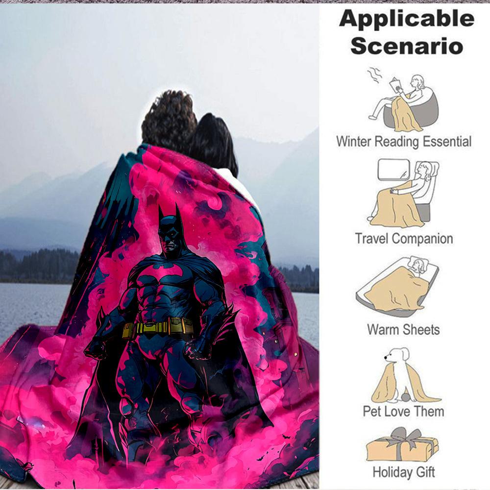 1pc Batman Flannel Throw Blanket Lightweight Soft Warm All Season Blanket for Sofa, Bed, Travel,L1028081