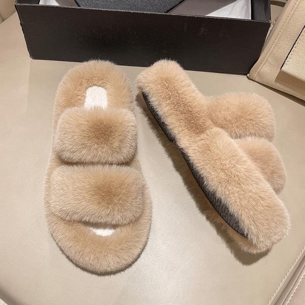 Fashion Candy Colors Fur Shoes Woman's Slippers Platform Peep Toe Slides Fashion Plush 2025 Luxury Fur Shoes Woman's Slippers Slides Can