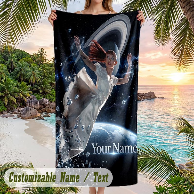 Ariana Grande Beach Towel, Personalized Custom Name Text, Quick Dry Large Absorbent Towel For Beach Pool