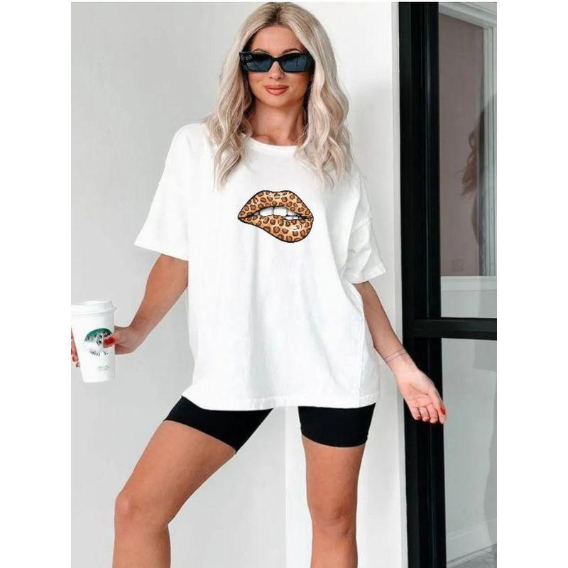 Western Style New Fashion Casual Loose Print Short Sleeve T-shirt Top Printed Loose T-shirt
