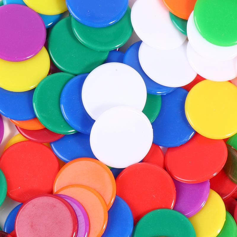 100Pcs Transparent Color Counters Counting Bingo Chips Plastic Supplies Counters
