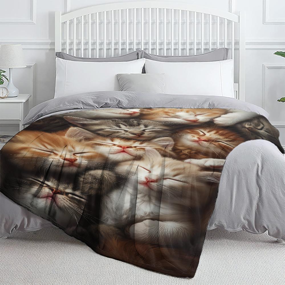 Cute Animal Theme Cats Dogs Lover Flannel Blanket Gifts Soft Warm Thin Blankets for Sofa Bed Car Camping All Season Customizable