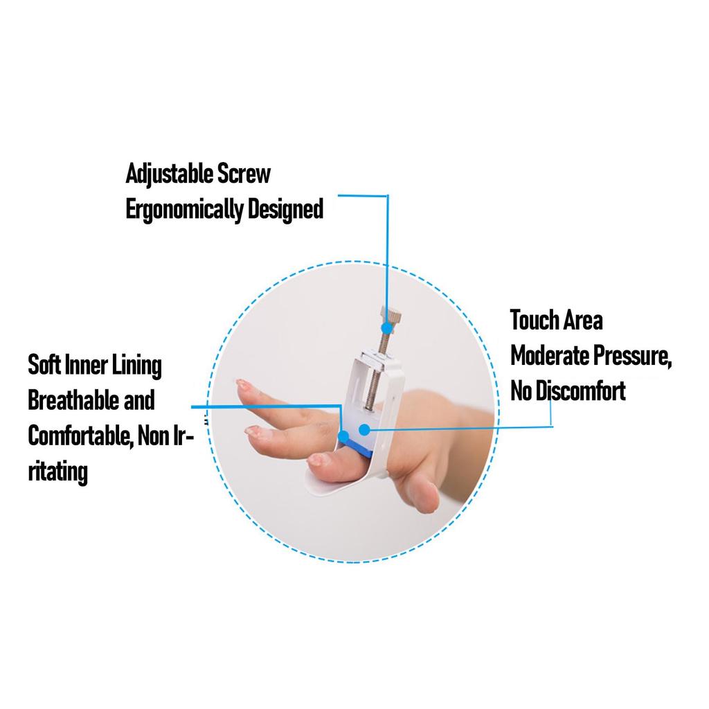 Finger Straightener Splint Adjustable Pressure Finger Joint Pressing Device for Bent Fingers White