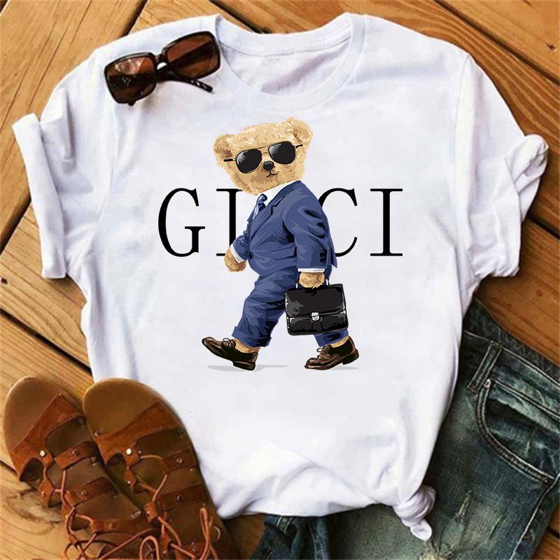 Clothes Ladies Summer T Clothing Print Fashion Casual T-shirts Golf Bear Letter 90s Trend Cute Short Sleeve Women Female Graphic