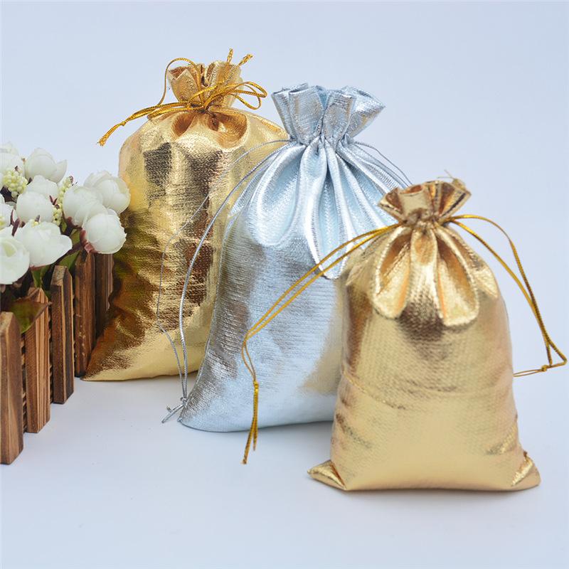 10 Sizes Gold Silver Color Organza Bag Jewelry Packaging Bag Wedding Party Favour Candy Bags Favor Pouches Drawstring Gift Bags