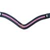 Wonderful Pink Stone Clear Crystal Leather Bridle Browband Snap All Sizes .
