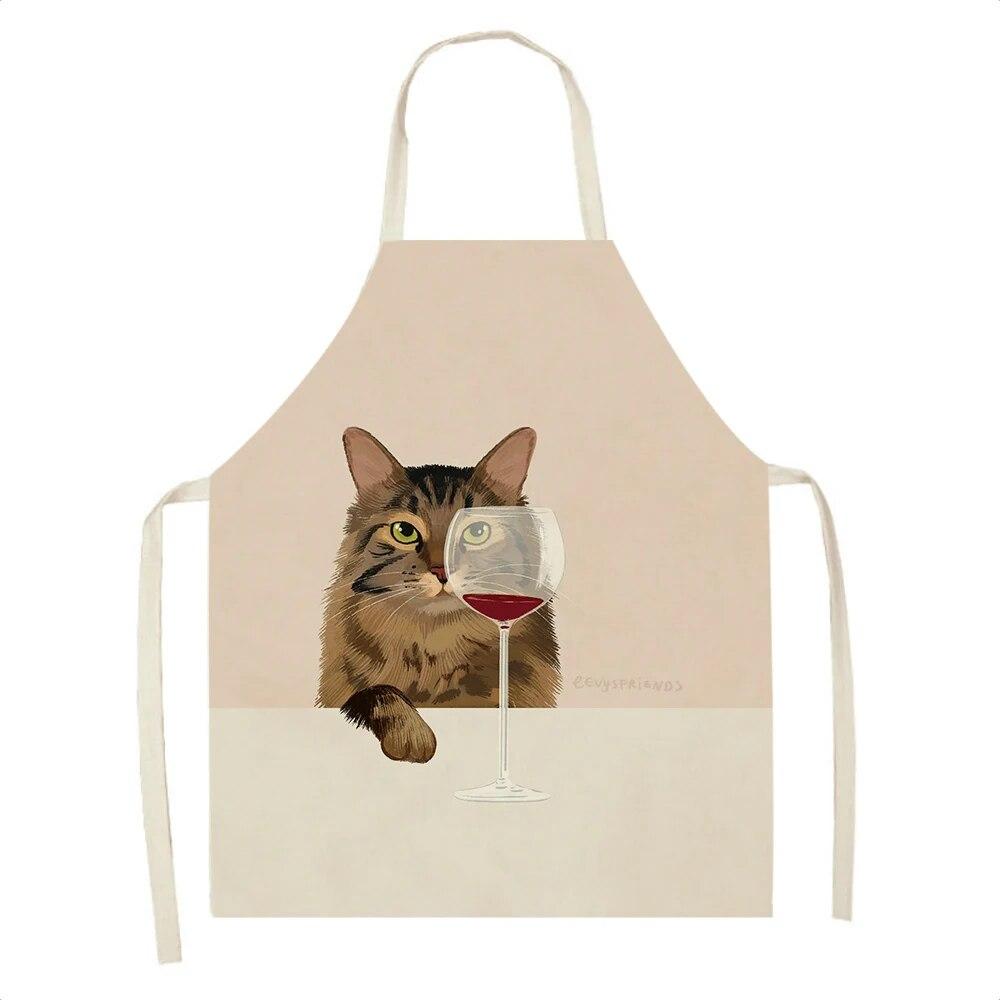 Ladies Men Home Cleaning Baking Cooking Tools Cooking Accessories Kitchen Aprons Linen Cats Wine Aprons