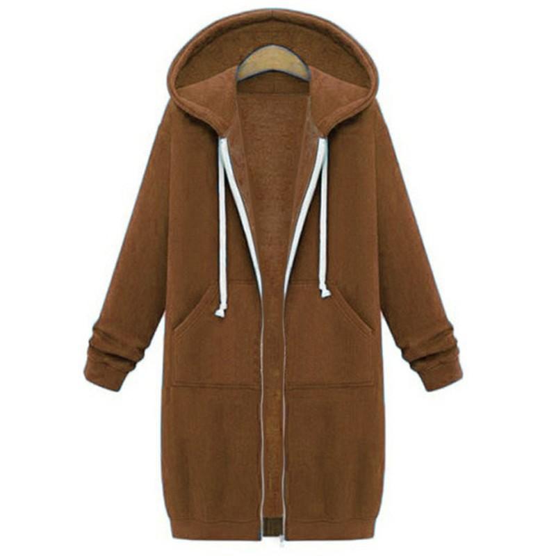 Womens Oversized Long Hooded Sweatshirt Thick Fleece Pullover Coat Winter Casual Loose Fit Plus Size