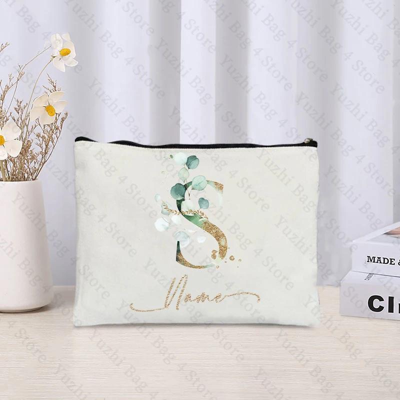 26 Letters Flowers Custom Printed Makeup Bag Bridesmaid Wedding Makeup Box Gift Organizer Travel Perfume Toilet Side Bag