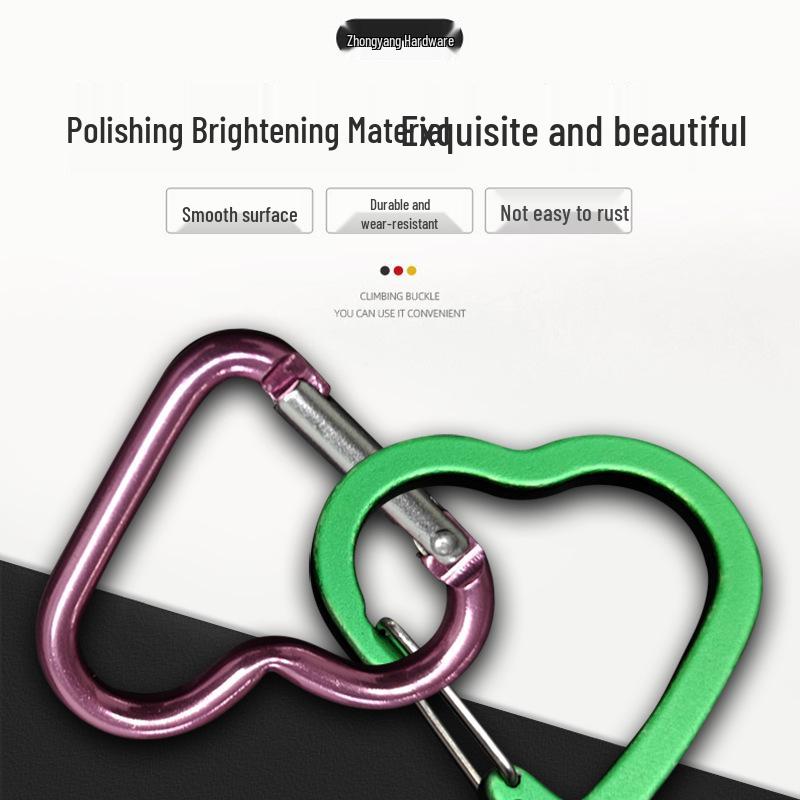 Heart-Shaped Aluminum Carabiner Climbing Hook - Safety Buckle for Outdoor & Water Bottles
