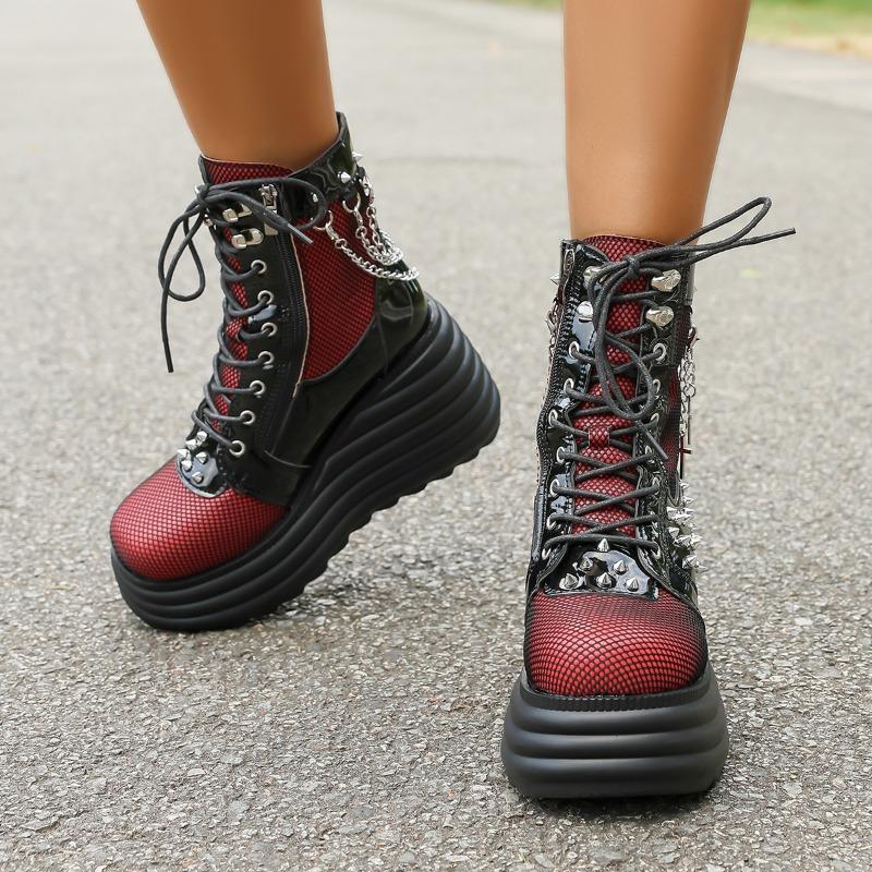 Fashion Platform Women's Heightened Short-leg Boots Fall/Winter 2025 New Slope-sole Mid-leg Boots