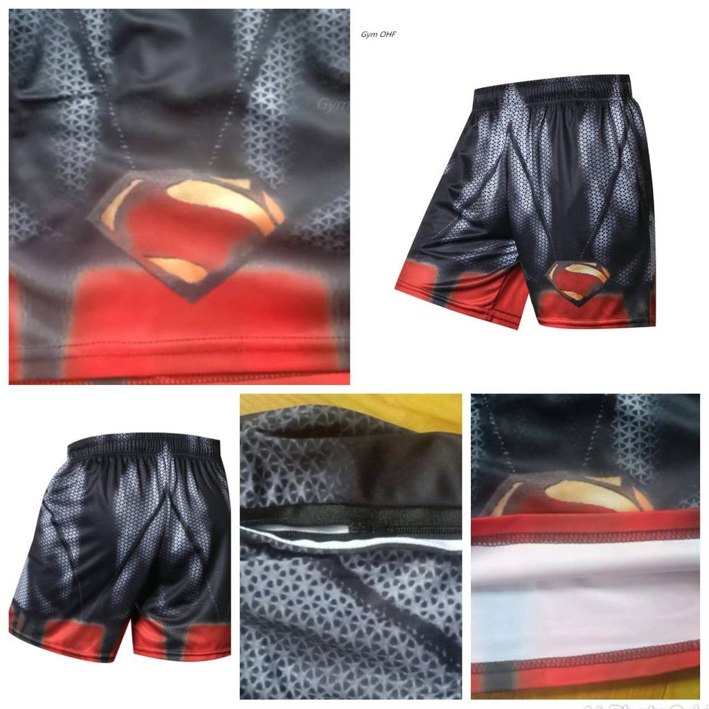 Boxing Shorts Men Gym Training Sport Kickboxing Fights Short Pant Super Hero 3D Pocket Zip Loose Fitness Running BJJ Mens Shorts