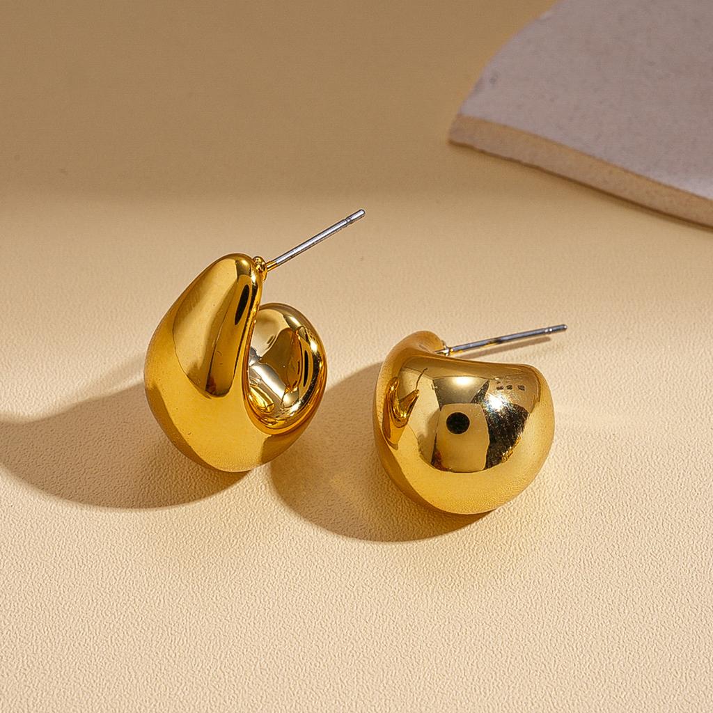 Personalized metal sense geometric C-shaped water drop-shaped steel needle stud earrings fashion ins niche earrings