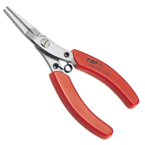 TOP Industrial (TOP) Flat Nose Pliers, 1.2mm Tip, Non-serrated, Spring-Loaded, Flat Shape, Stainless Steel, Precision Work, Repair, FN-100, Tsubame-Sa