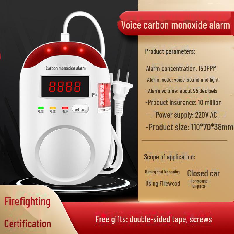 Zasilany bateryjnie wewnętrzny detektor tlenku węgla i gazu