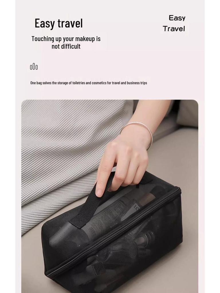 Large Capacity Transparent Mesh Makeup and Toiletry Bag for Travel