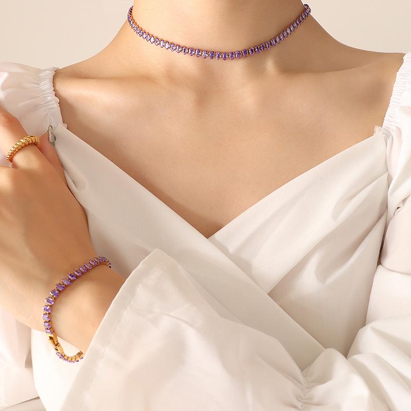 Elegant Noble Lady Necklace and Bracelet Set with Zircon Accents