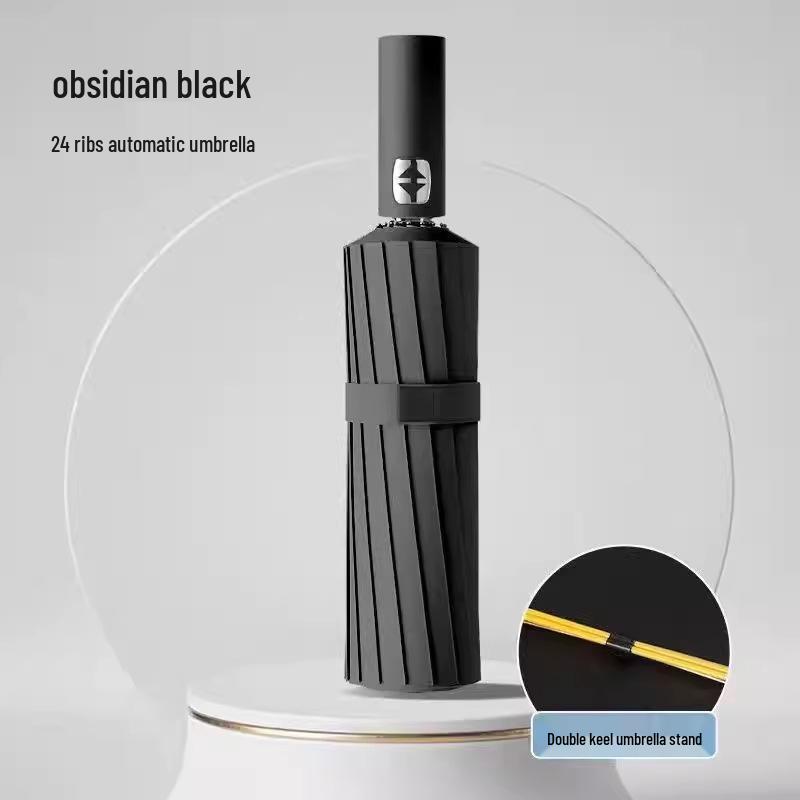 Men's Fully Automatic Windproof Umbrella: 60 Ribs, Thickened, Reinforced, Folding, Dual-Use for Sun and Rain, Large Size
