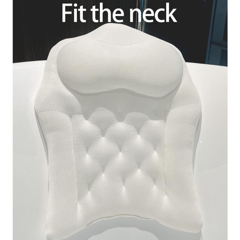 Waterproof Bathtub Neck Cushion Soft Headrest For Relaxation Fit All Size Easy Setups Spa Massage Accessory Polyester